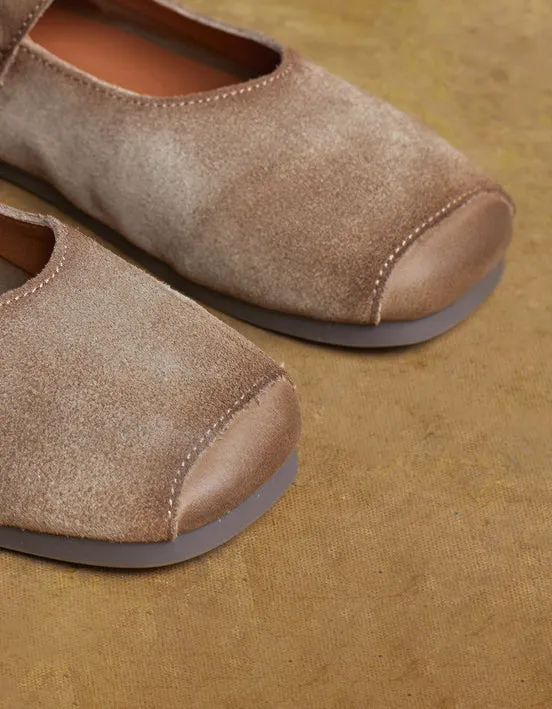 Square Toe Suede Light-weight Soft Soles Retro Flats