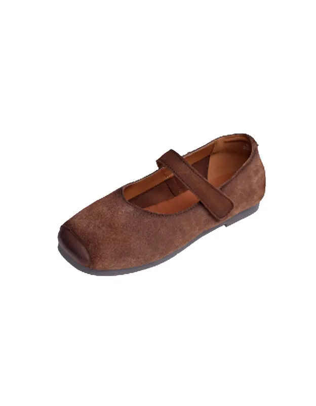 Square Toe Suede Light-weight Soft Soles Retro Flats