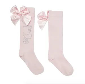 SS25 A Dee Charleigh Pink Bow Knee High Socks