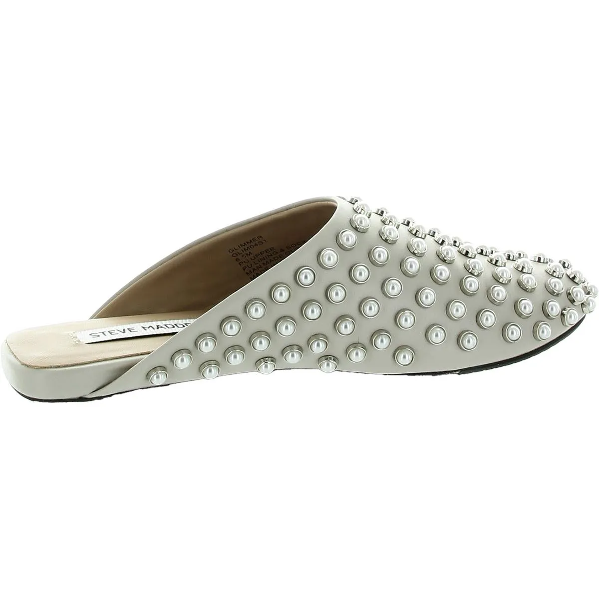 Steve Madden Womens Embellished Faux Leather Mules