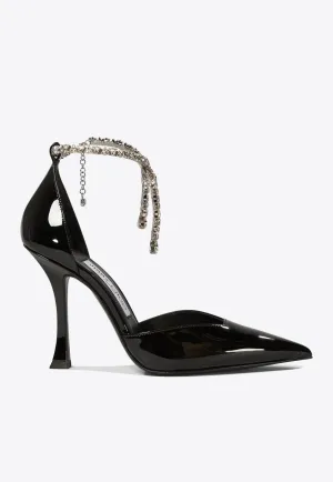Stevie 100 Crystal-Embellished Pumps in Patent Leather