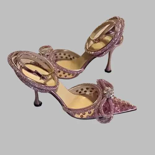 Stiletto High Heels Rhinestone Back Strap Sandals