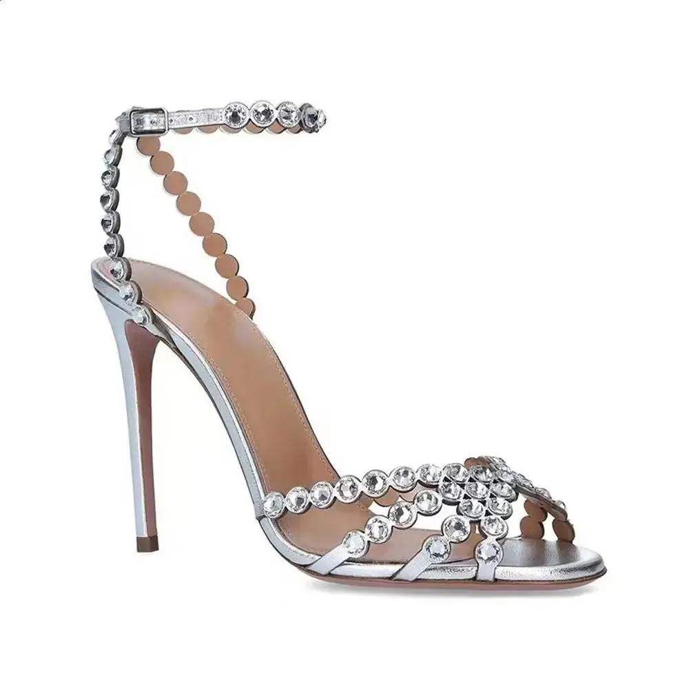 Stiletto High Heels Rhinestone Back Strap Sandals