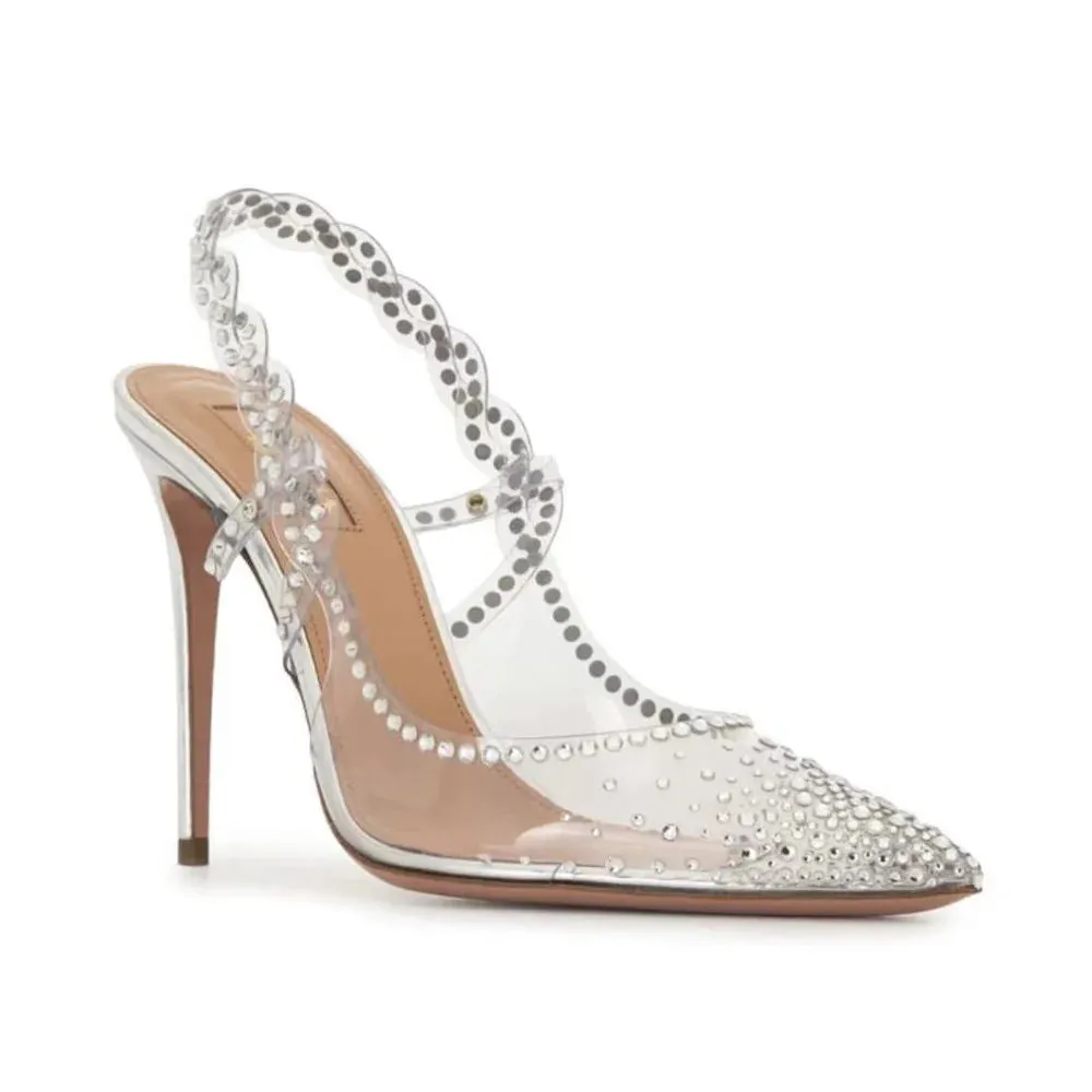Stiletto High Heels Rhinestone Back Strap Sandals