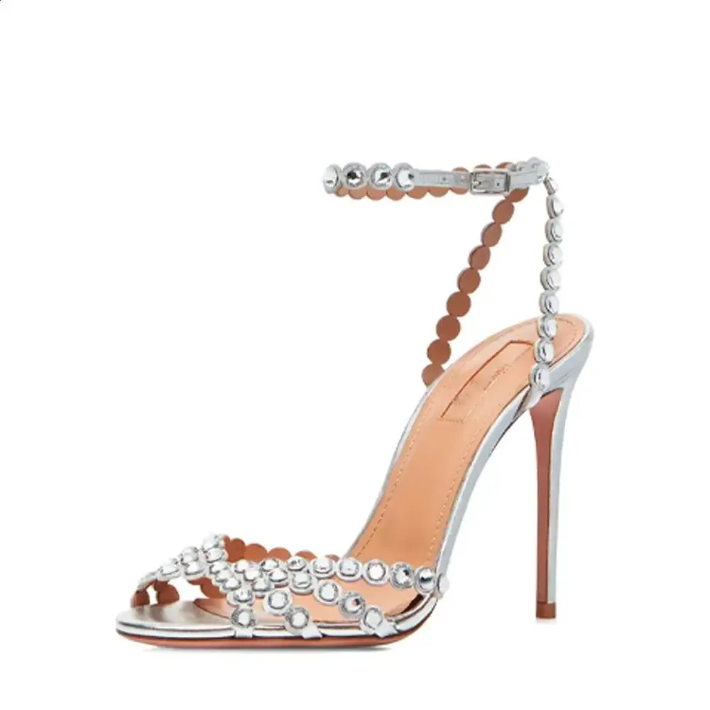 Stiletto High Heels Rhinestone Back Strap Sandals