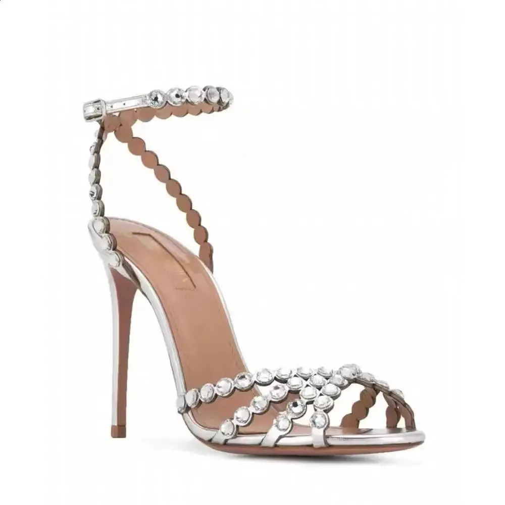 Stiletto High Heels Rhinestone Back Strap Sandals