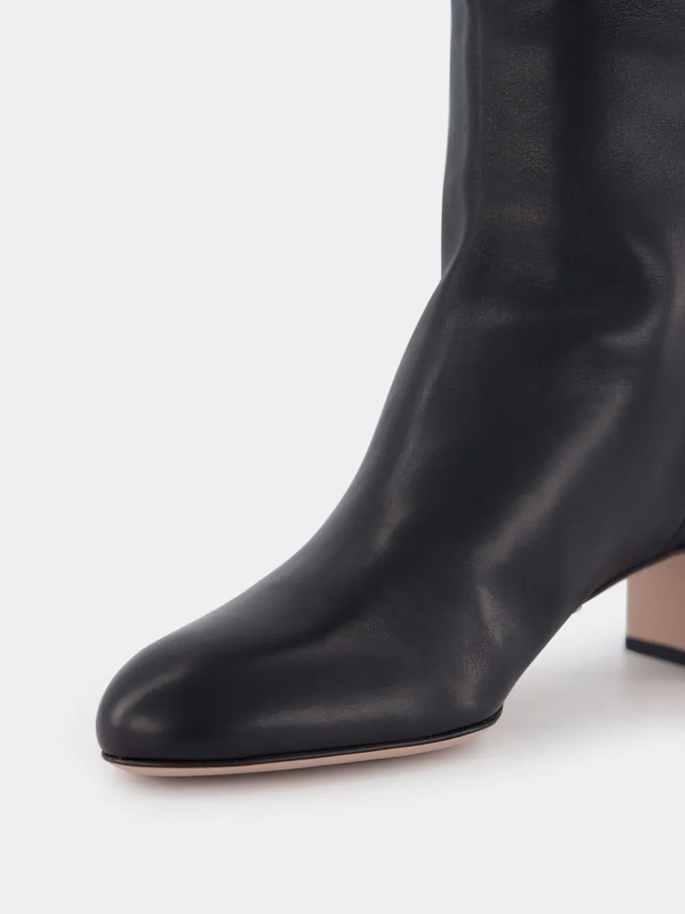 Straight Black Leather Boots