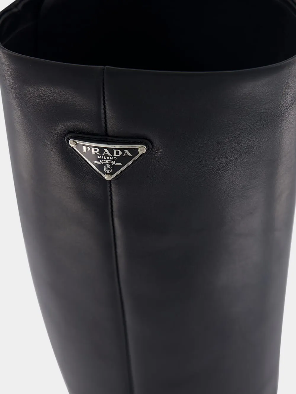 Straight Black Leather Boots