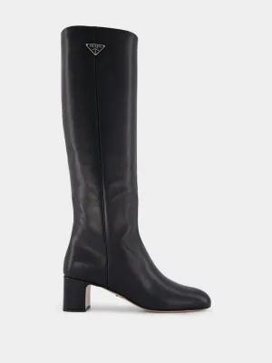 Straight Black Leather Boots