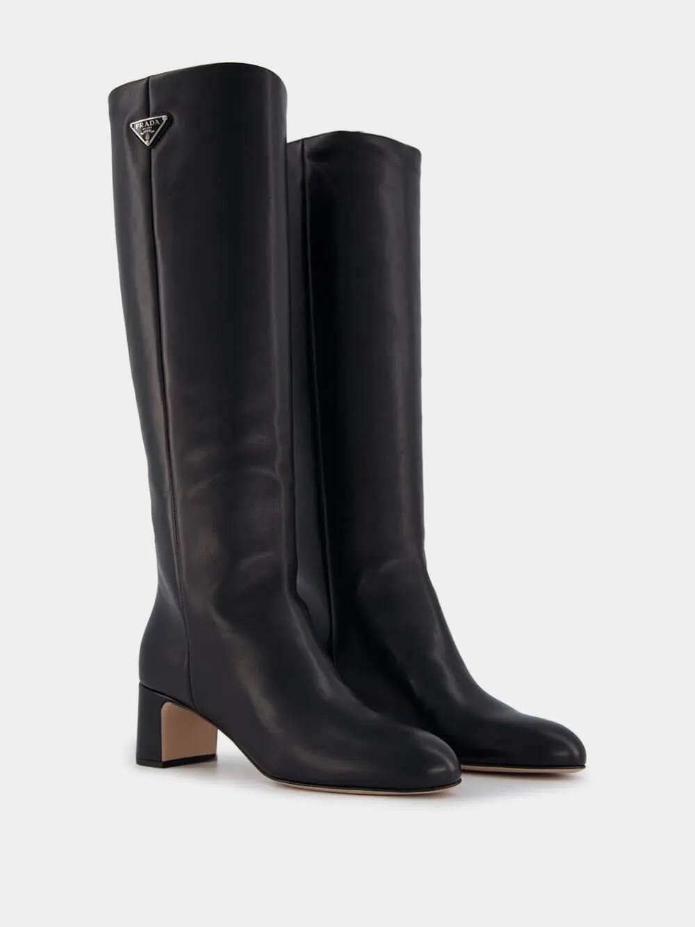 Straight Black Leather Boots