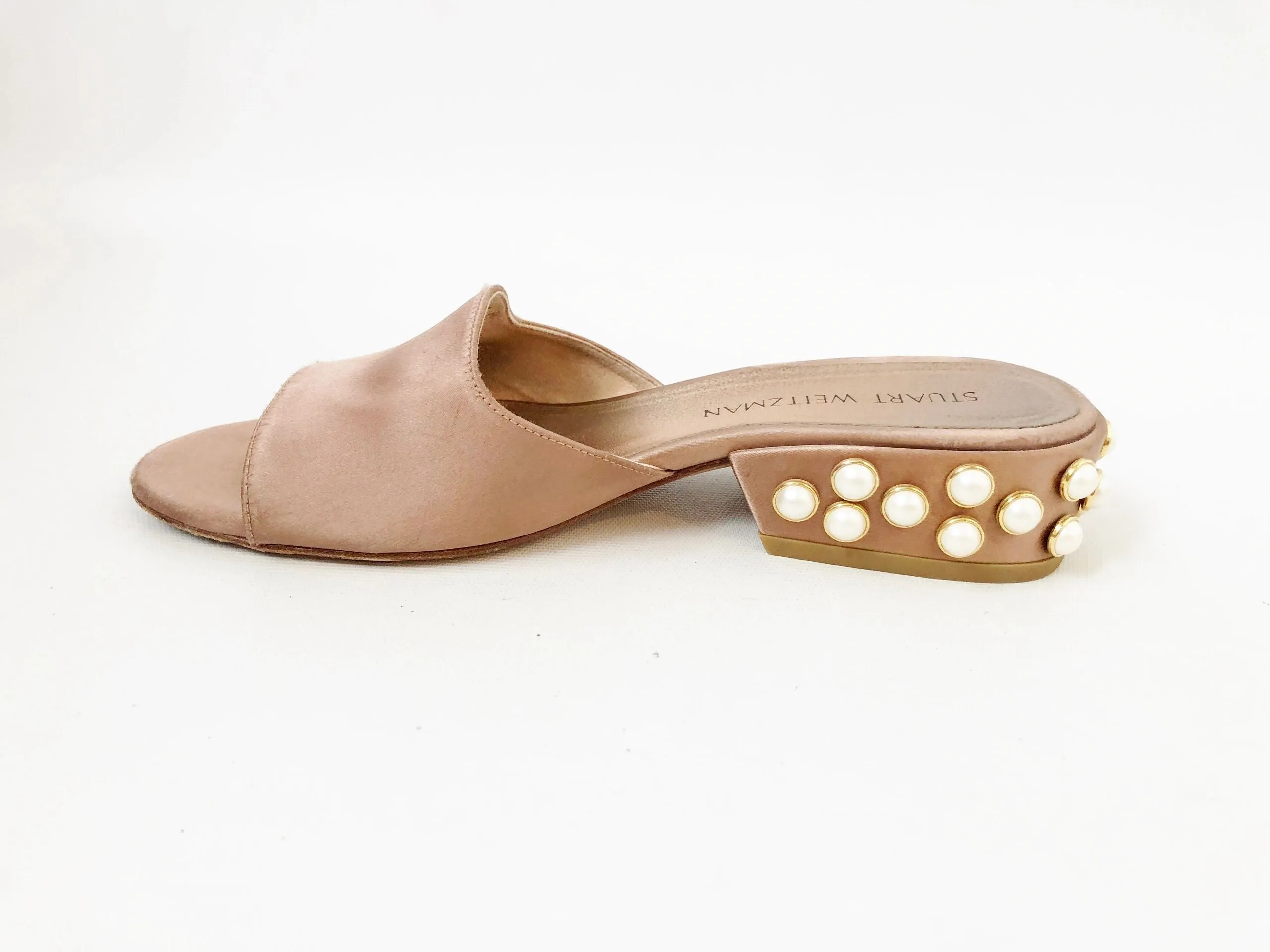 Stuart Weitzman Satin Embellished Mule Size 7