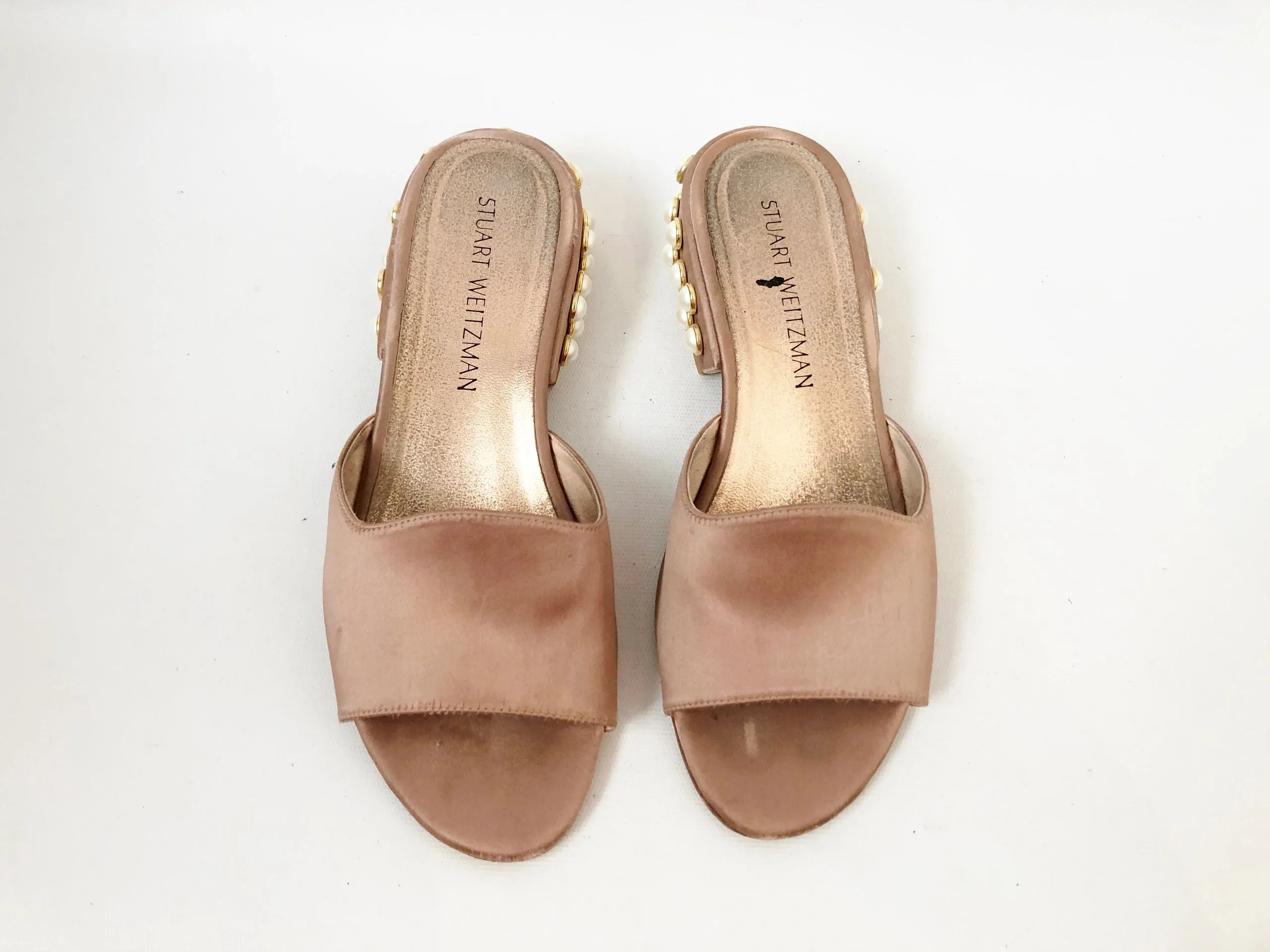 Stuart Weitzman Satin Embellished Mule Size 7