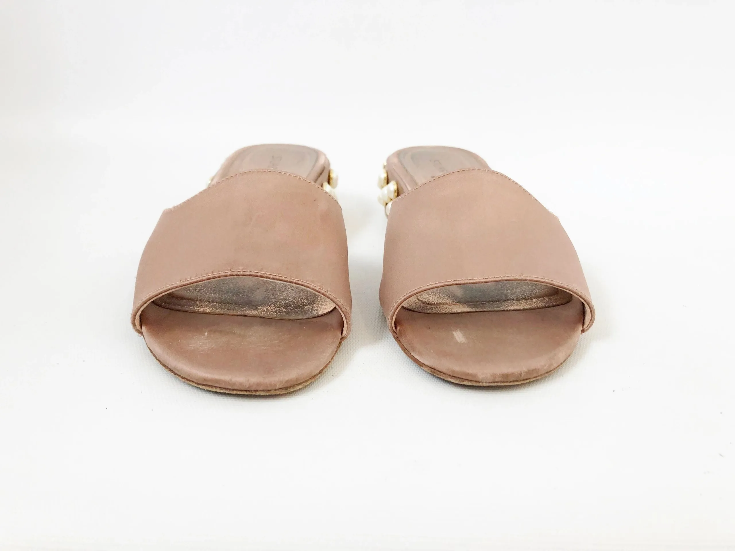 Stuart Weitzman Satin Embellished Mule Size 7