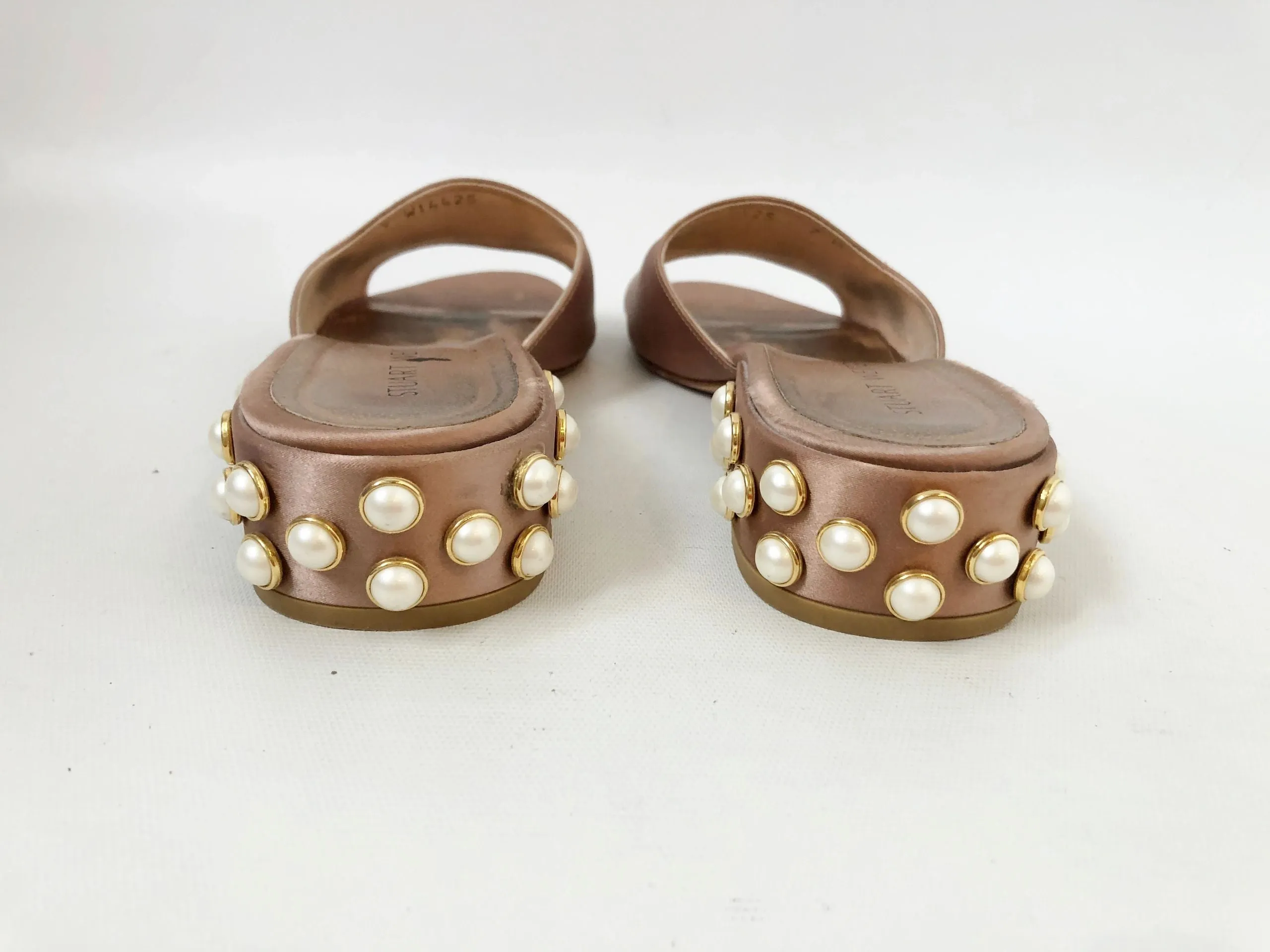 Stuart Weitzman Satin Embellished Mule Size 7