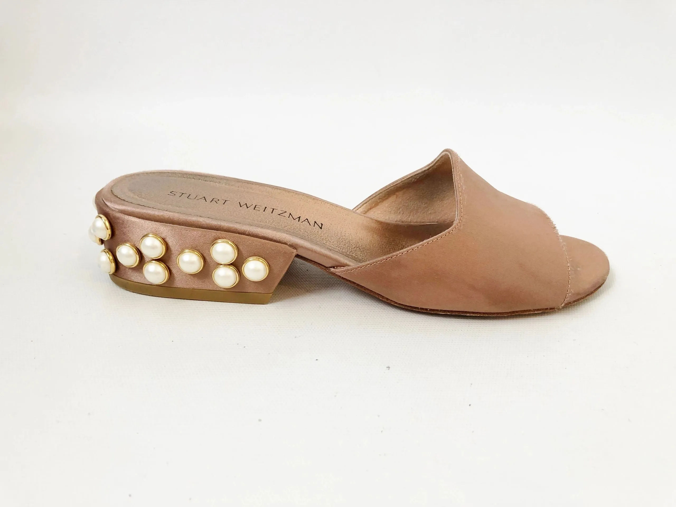 Stuart Weitzman Satin Embellished Mule Size 7