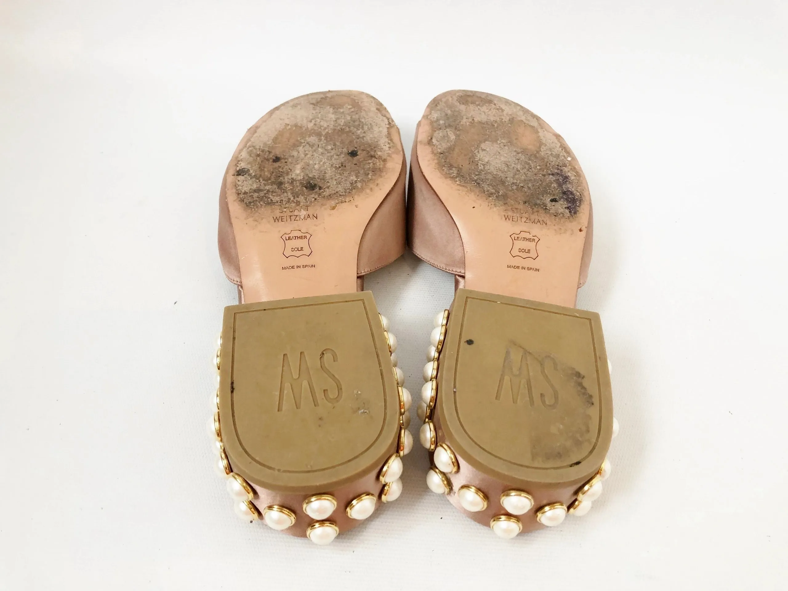 Stuart Weitzman Satin Embellished Mule Size 7