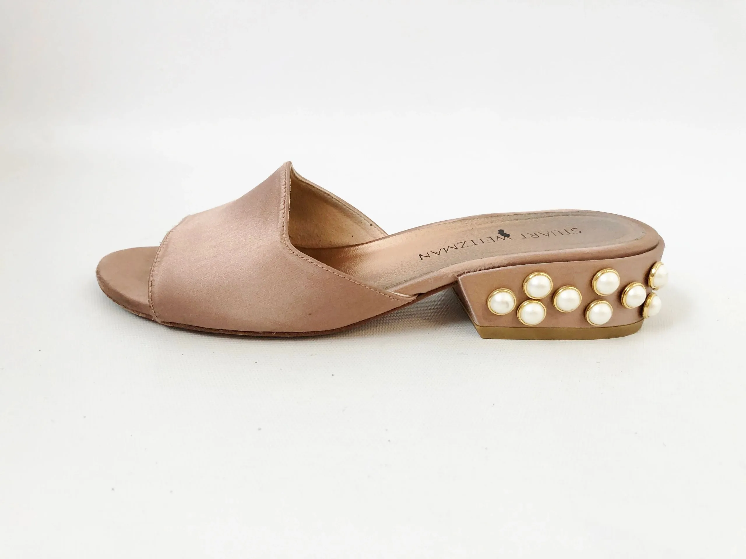 Stuart Weitzman Satin Embellished Mule Size 7