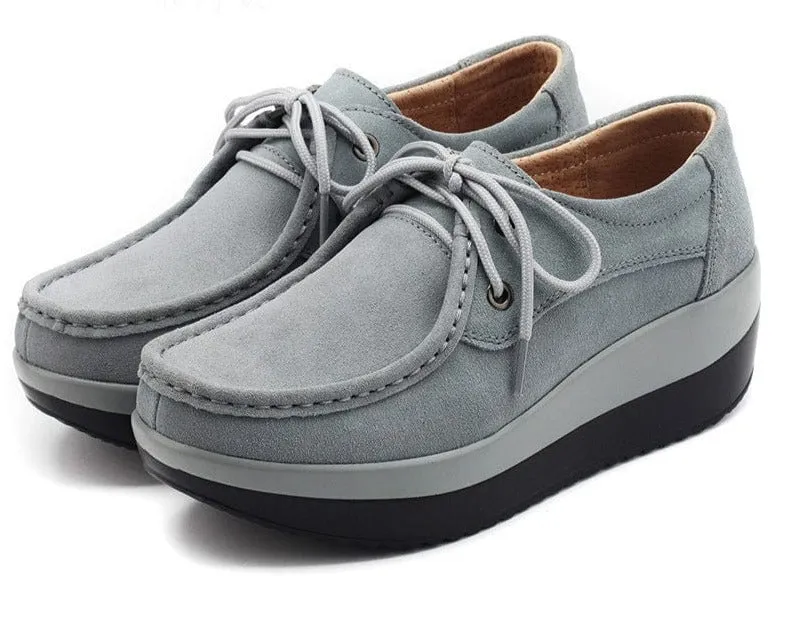 Suede Flats with Thick Sole