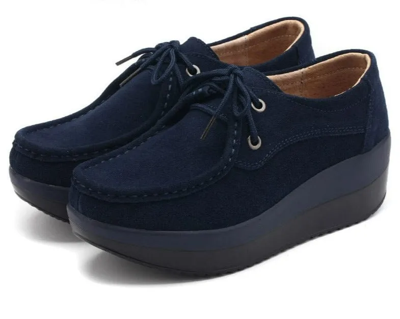 Suede Flats with Thick Sole