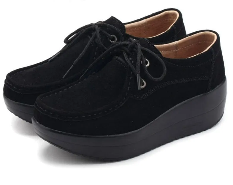 Suede Flats with Thick Sole