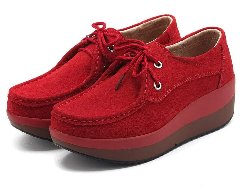 Suede Flats with Thick Sole