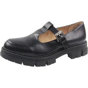 Sun   Stone Womens Solid Faux Leather Loafer Heels