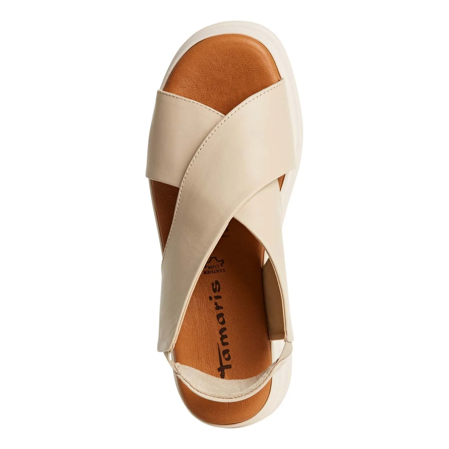 Tamaris Chunky Leather Wedge Ivory
