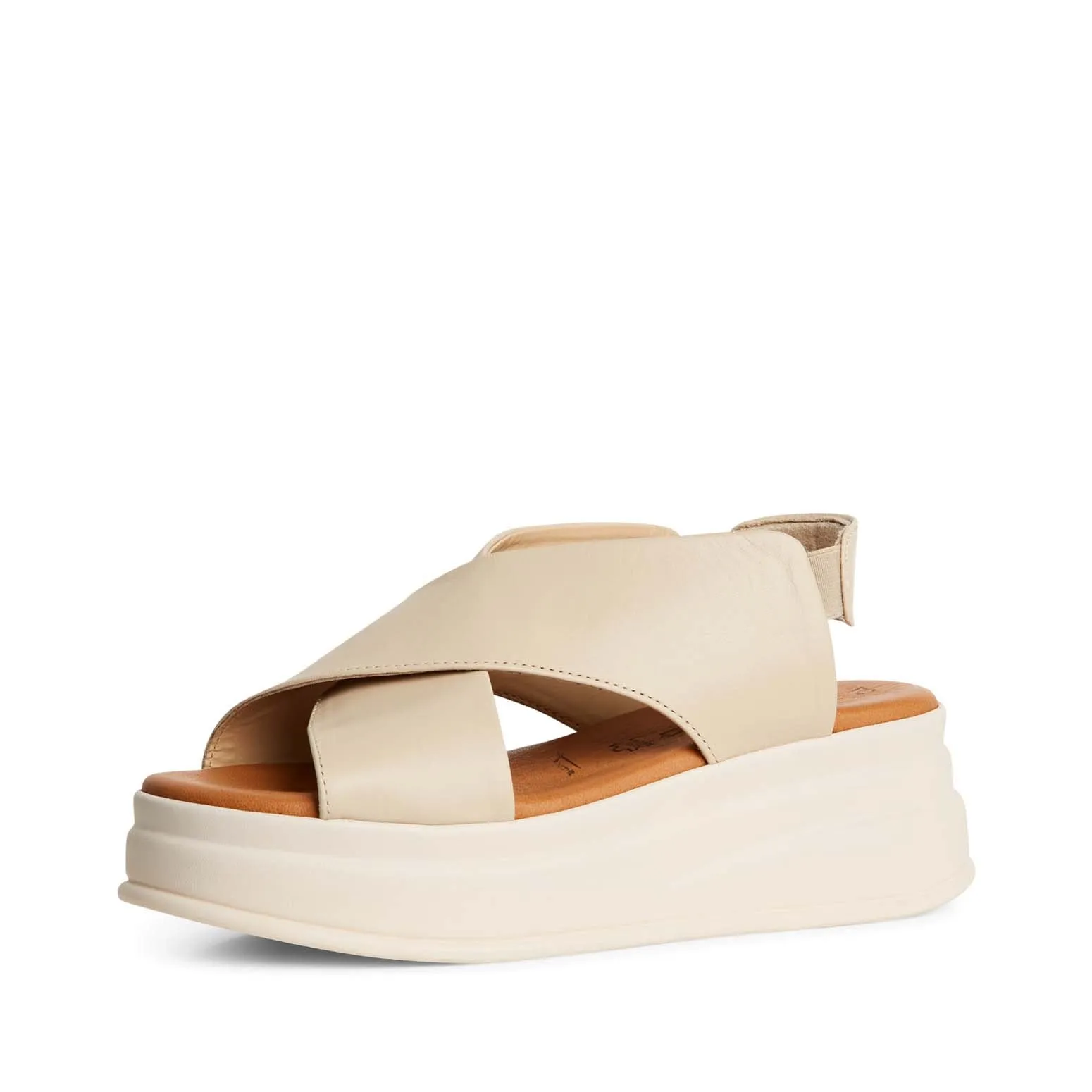 Tamaris Chunky Leather Wedge Ivory