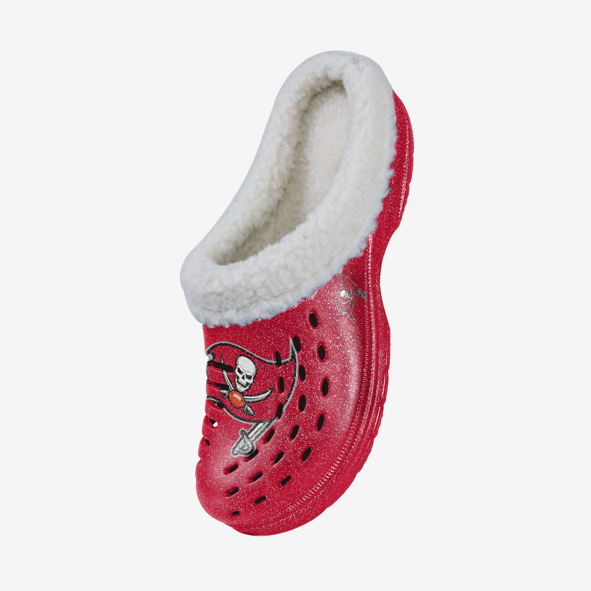 Tampa Bay Buccaneers Womens Sherpa Lined Glitter Clog