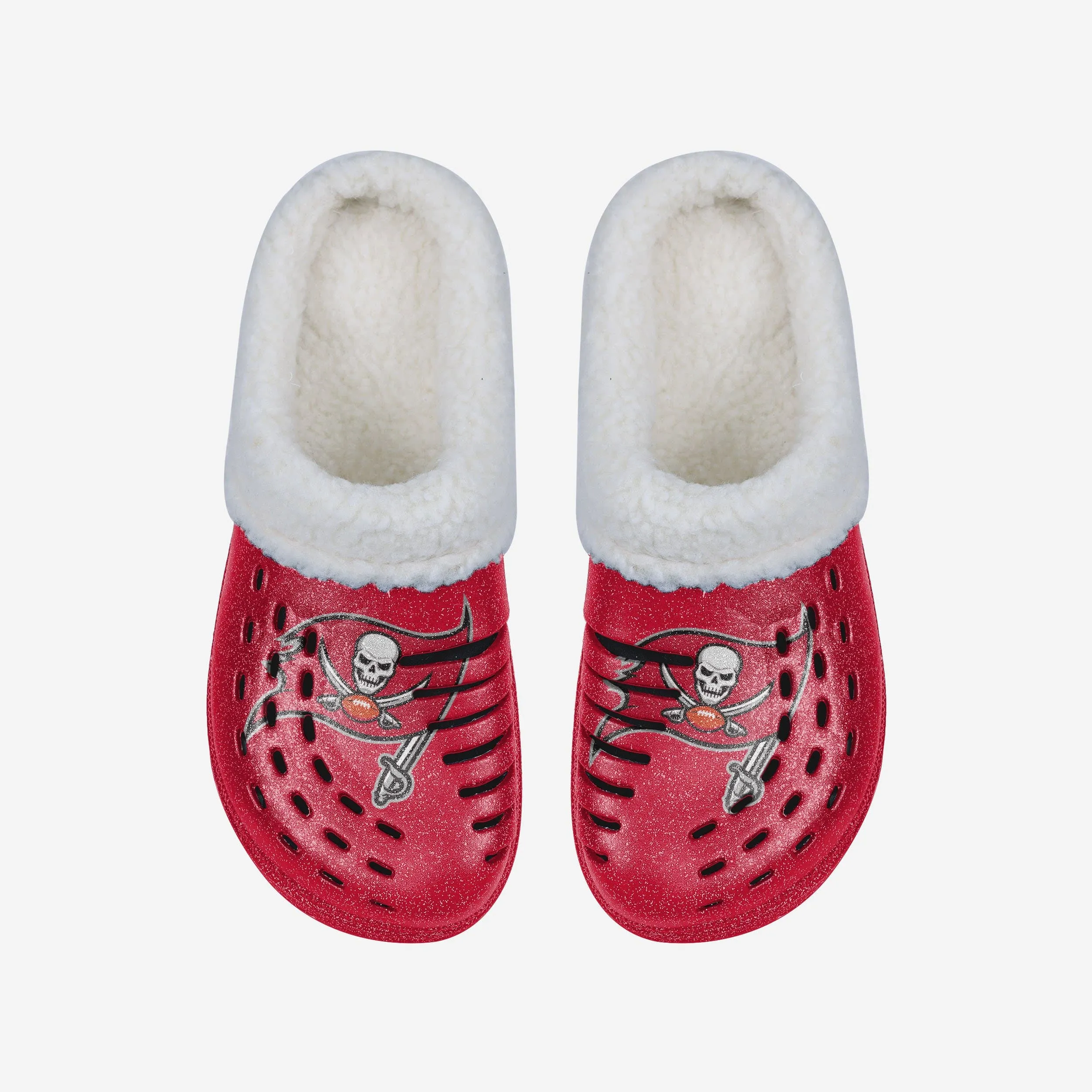 Tampa Bay Buccaneers Womens Sherpa Lined Glitter Clog