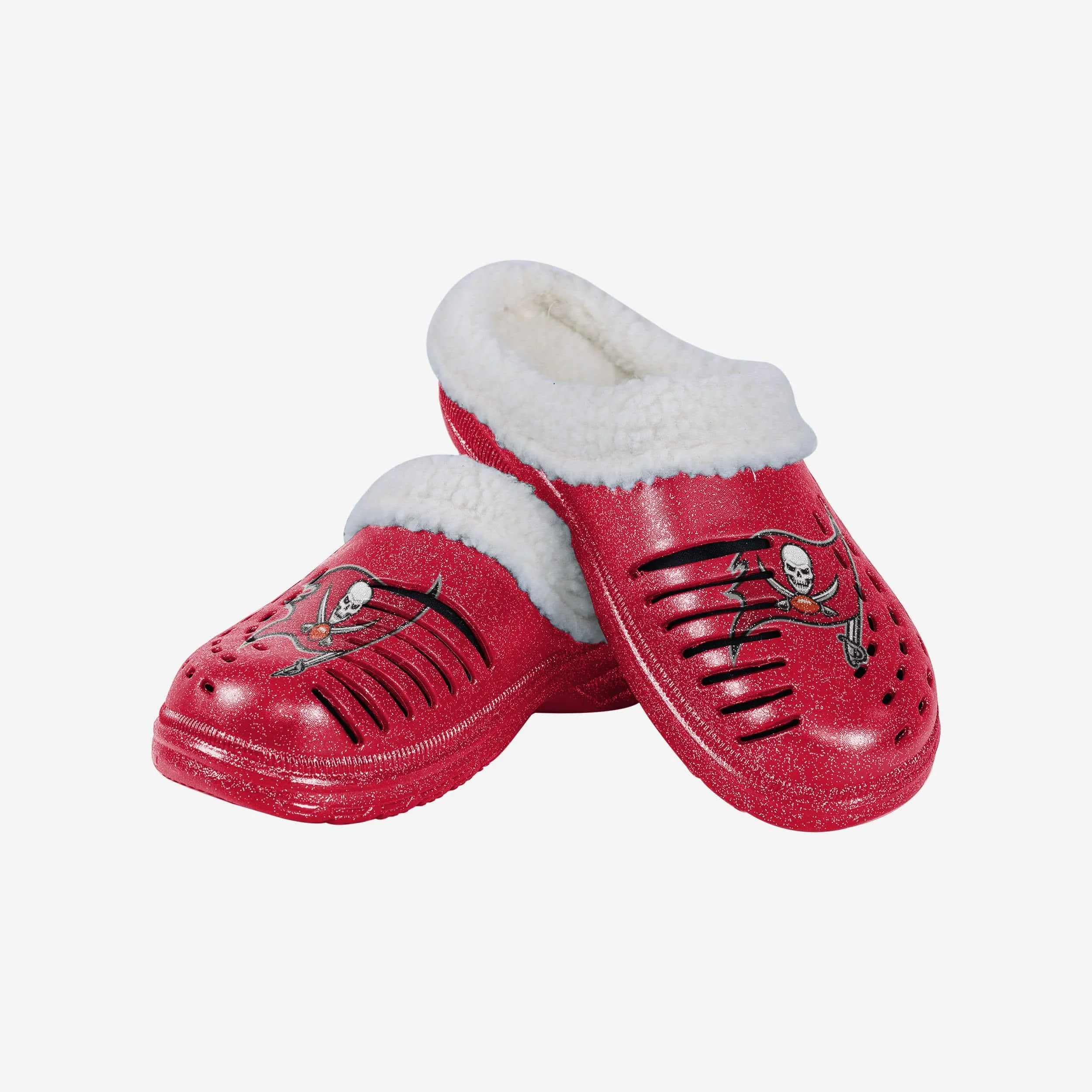 Tampa Bay Buccaneers Womens Sherpa Lined Glitter Clog