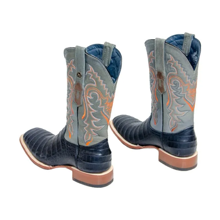 TANNER MARK MEN’S Caiman Belly Black Print Western Boots With Hybrid Sole