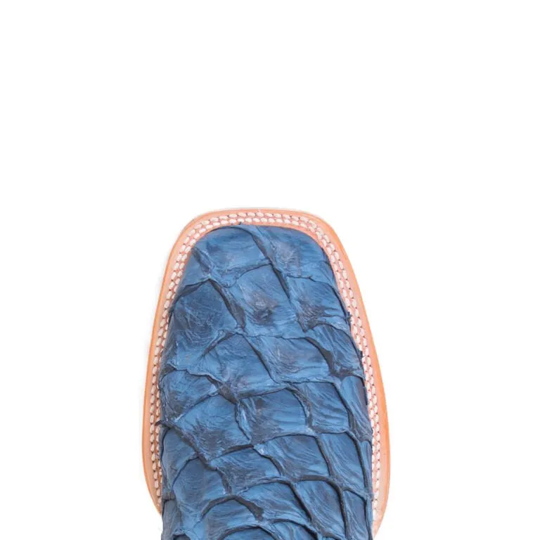 TANNER MARK MEN'S EXOTIC LEATHER Monster Fish Matte Sky Blue Cowboy Boots