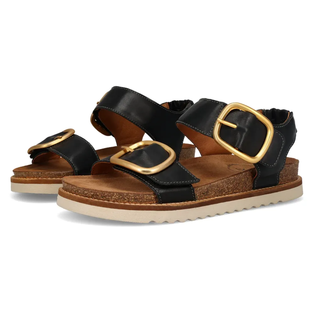 Taos On The Double Black Leather Sandal (Women's)