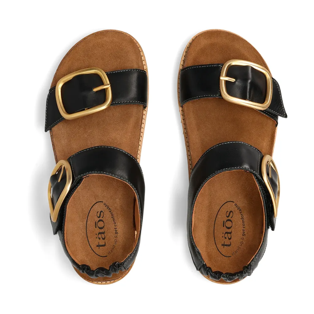Taos On The Double Black Leather Sandal (Women's)