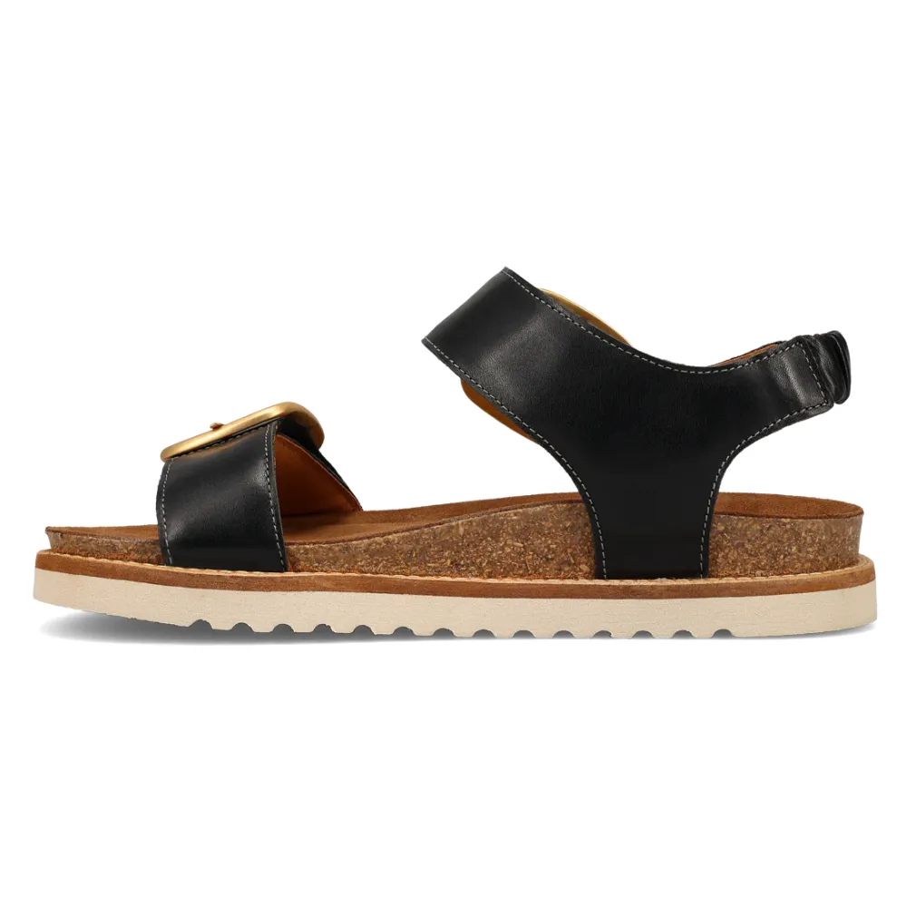 Taos On The Double Black Leather Sandal (Women's)