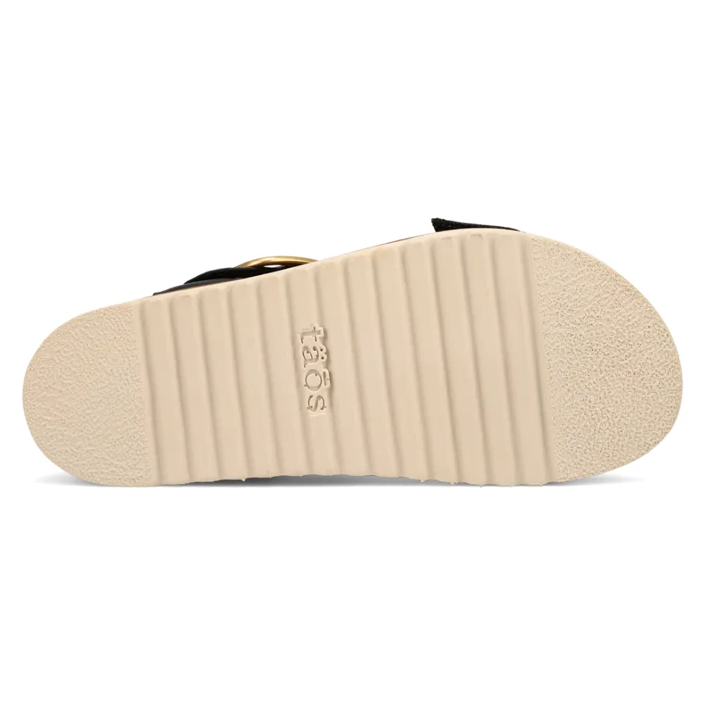 Taos On The Double Black Leather Sandal (Women's)