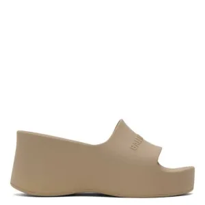 Taupe Rubber Chunky Wedge Sandals