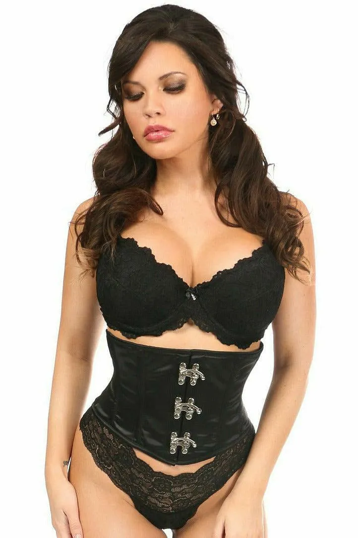 Top Drawer Black Satin Steel Boned Mini Cincher w/Clasps