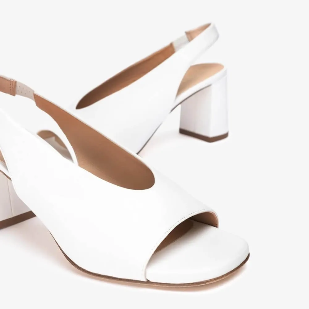 UNISA MONDY PEEPTOE SLINGBACK WHITE Leather