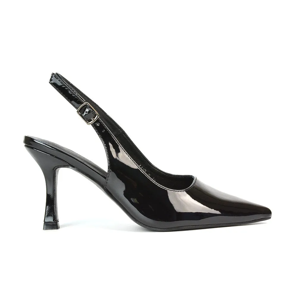 Valerie Stiletto High Heel Closed Toe Slingback Court Shoes in Gold Metallic