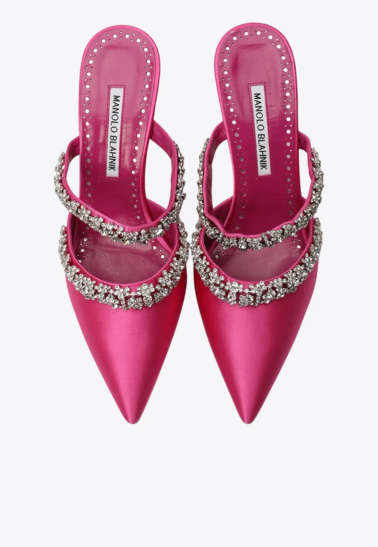 Vedadamu 90 Satin Crystal Embellished Mules