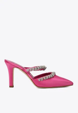 Vedadamu 90 Satin Crystal Embellished Mules