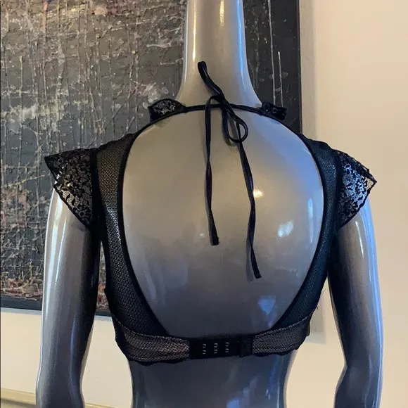 Victoria’s Secret High Neck Satin &amp; Lace Bralette
