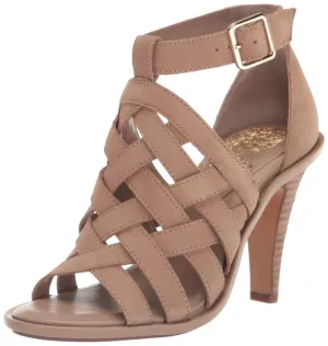 Vince Camuto Women's Frelly Stacked Heel Sandal Heeled, Truffle Taupe, 8.5