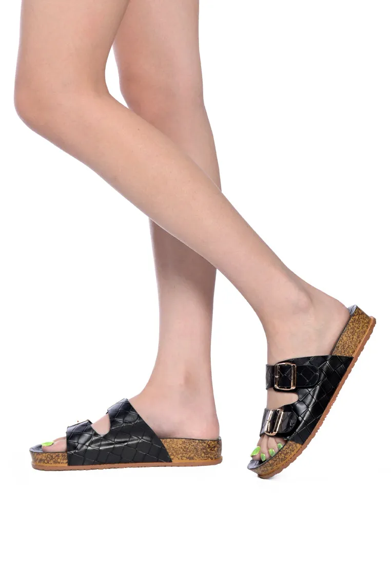 Wolph Buckled Strap Croc Platform Slides