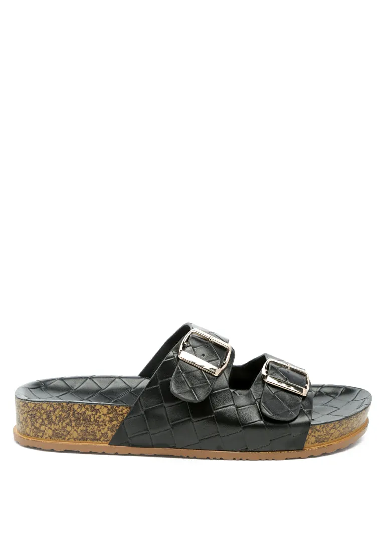 Wolph Buckled Strap Croc Platform Slides