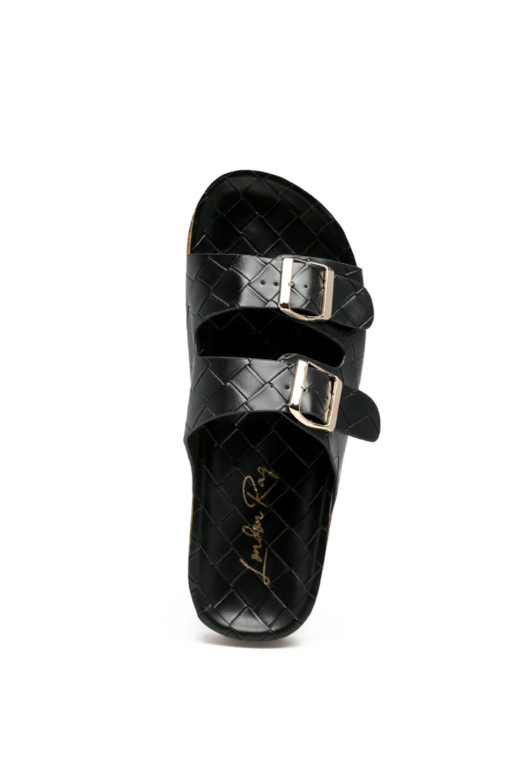 Wolph Buckled Strap Croc Platform Slides