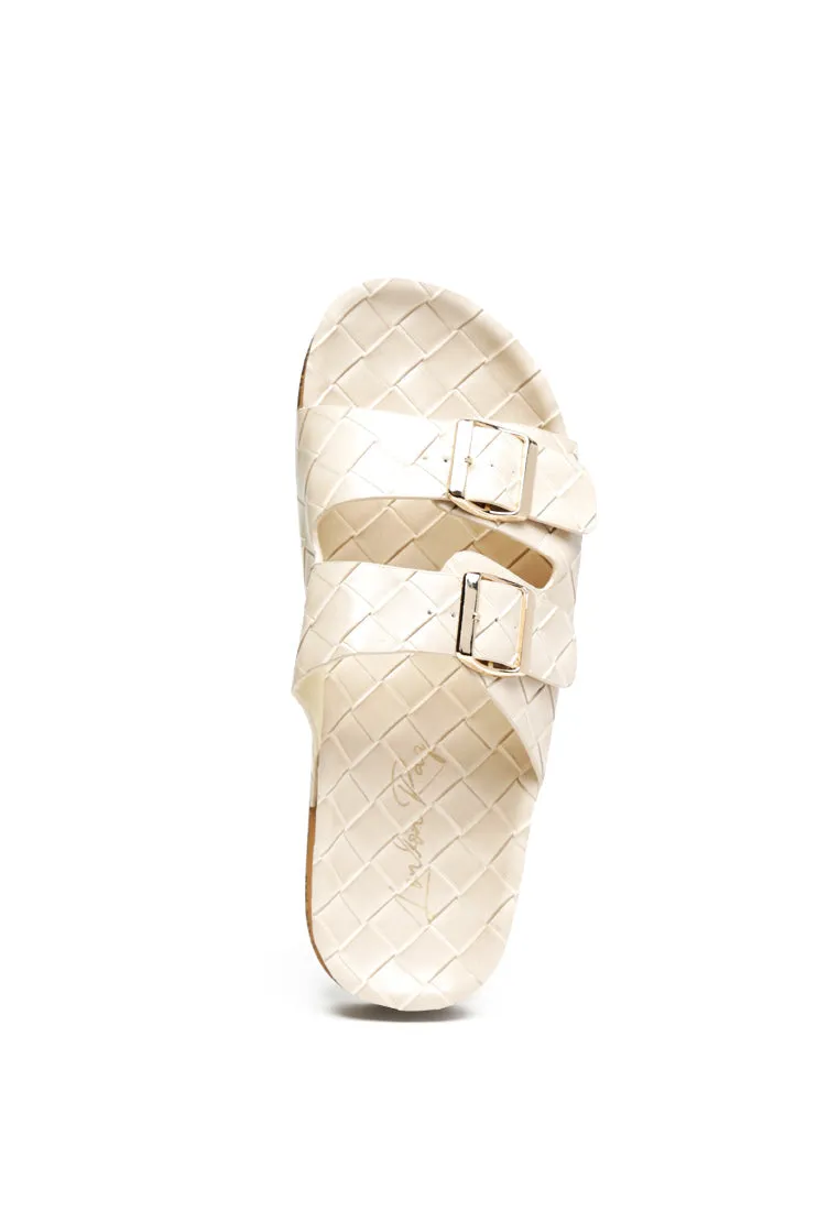 Wolph Buckled Strap Croc Platform Slides