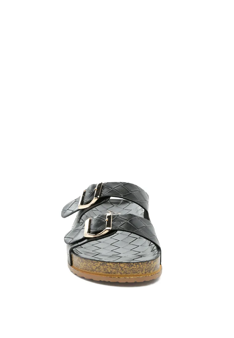 Wolph Buckled Strap Croc Platform Slides
